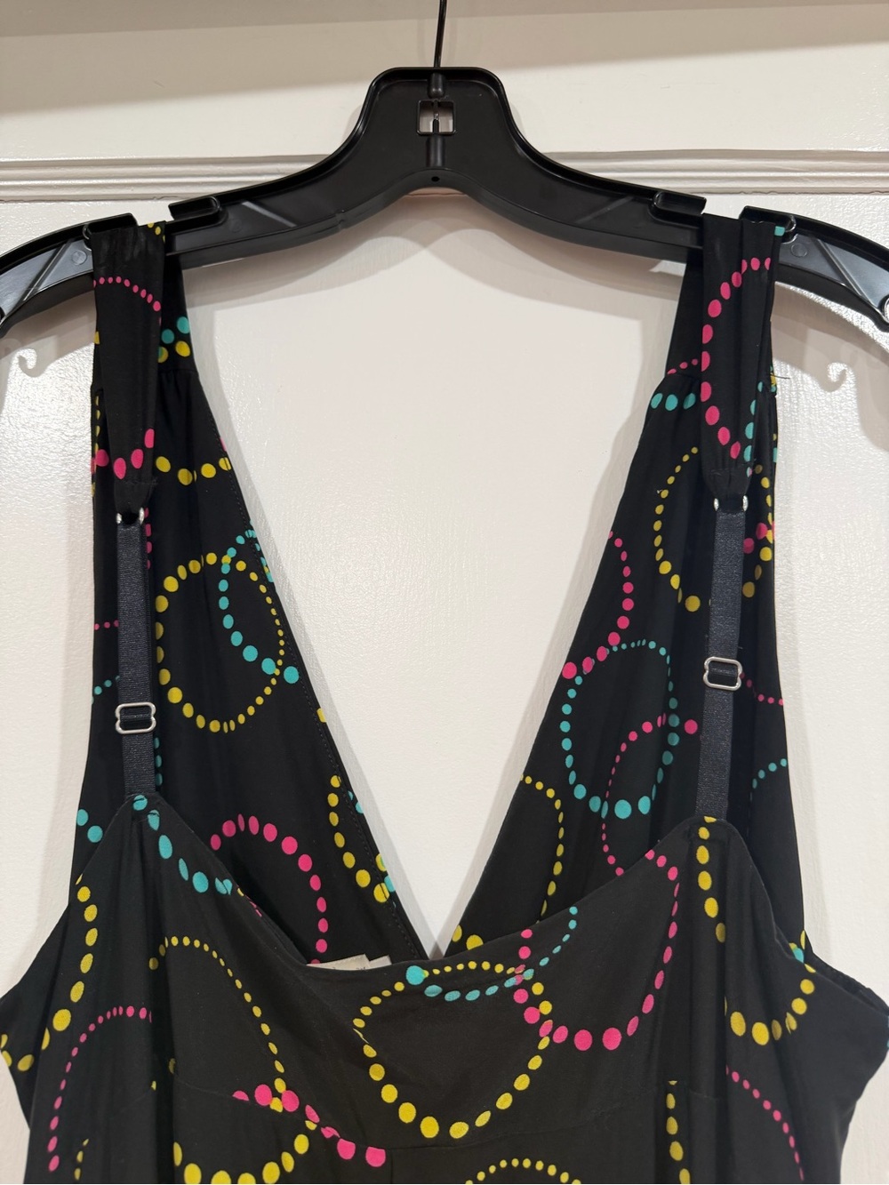Ambrielle Black Maxi Dress with Pink, Yellow & Teal Dot Circles - Picture 6 of 7